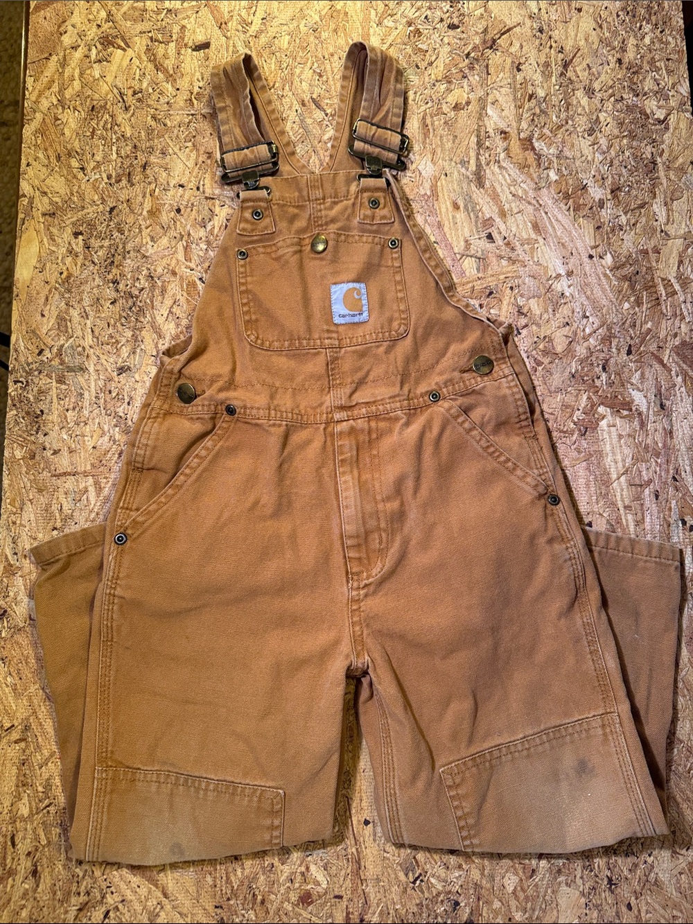 Carhartt Kids size 5 Tan/Brown Workwear Bib Overalls